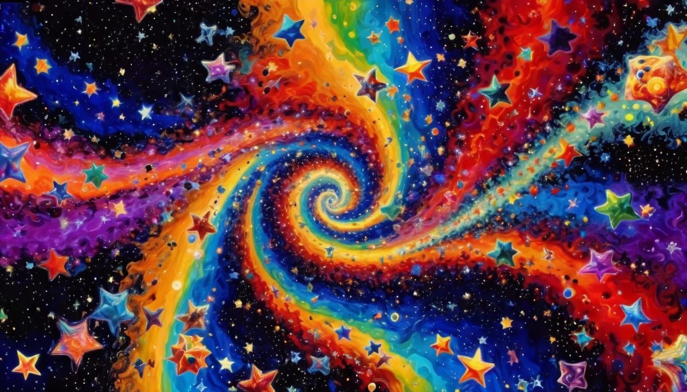 Cosmic Surrealism: Vortex of Swirling Star Beings