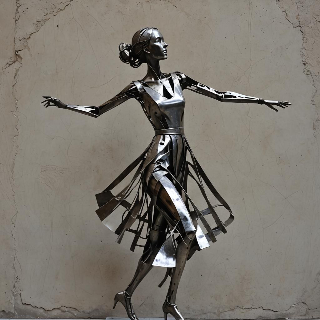 Metal Dancing Woman Sculpture