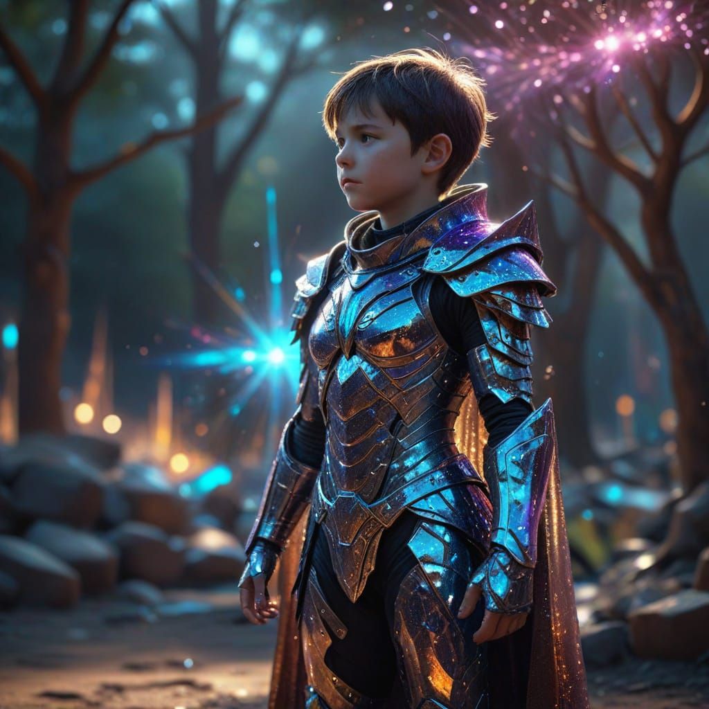 Celestial Child in Armor, Digital Art