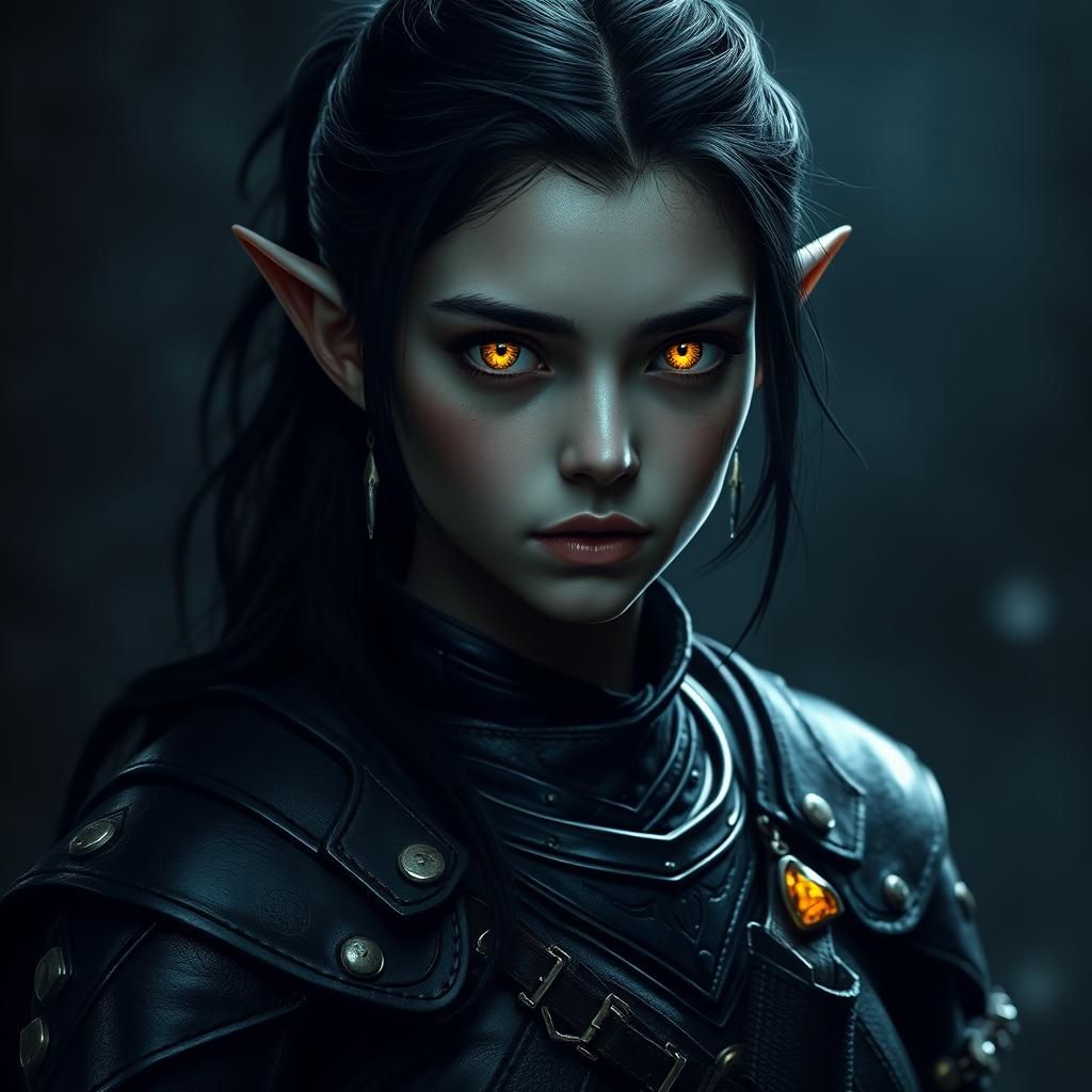 Drow Teenager with Glowing Eyes, Fantasy Portrait