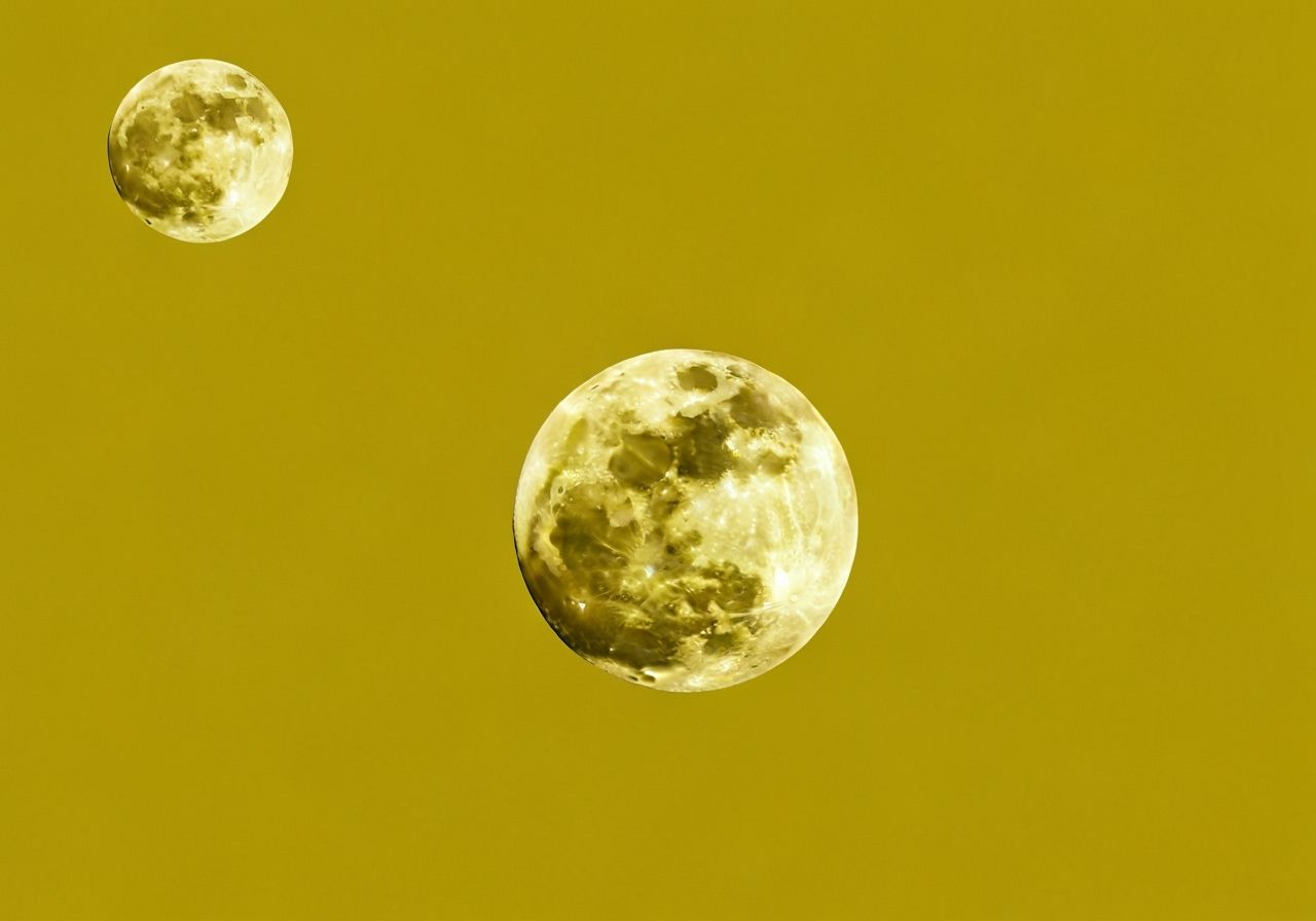 Minimalist Yellow Moons in a Stark Landscape