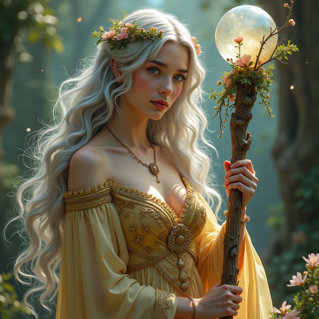 Enchantress with Silver and Gold Hair