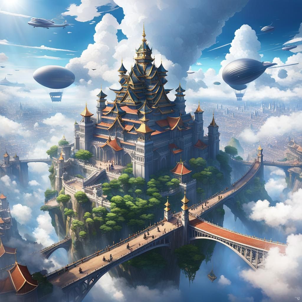 Floating Cloud Kingdom: 3D Anime Art