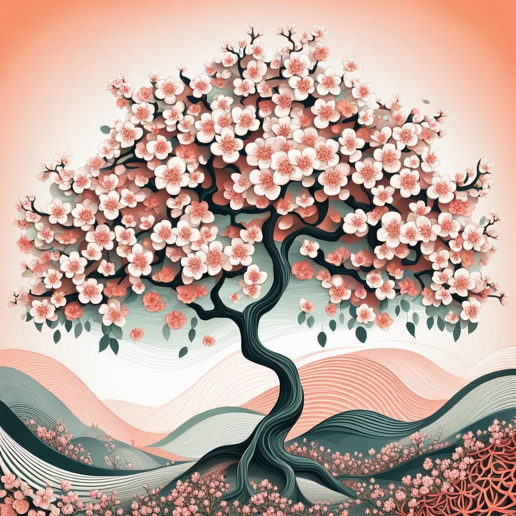Peach Tree in Blossom: Abstract Fractal Art