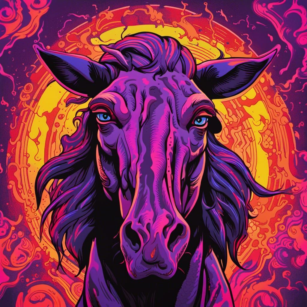 Centaur in Black Light Fantasy Art Style