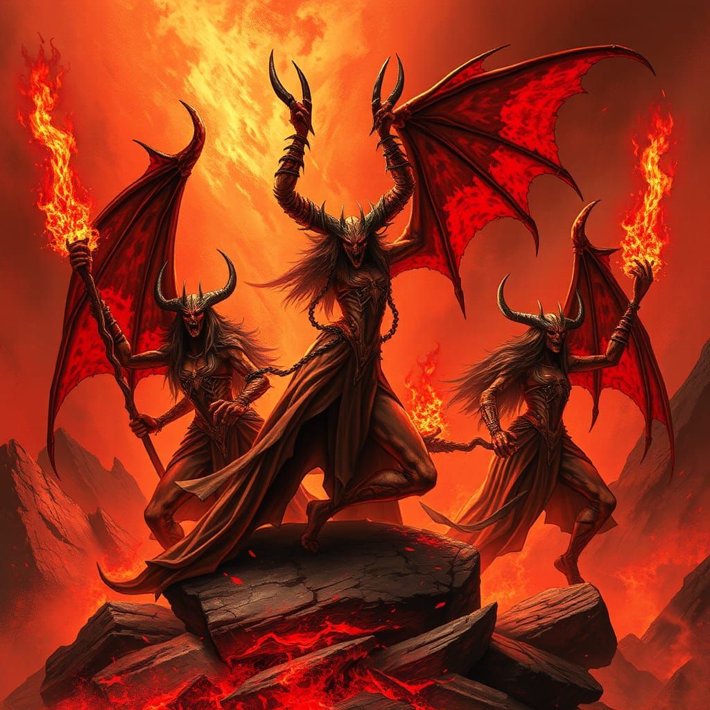 Infernal Hellscape with Demonic Divas