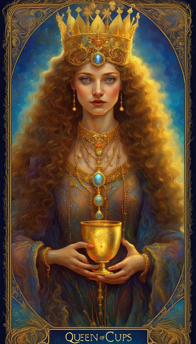 Queen of Cups Tarot Card in Nizovtsev Style