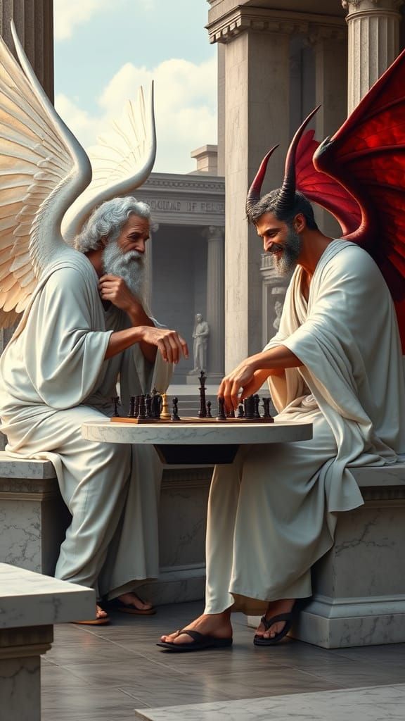 Philosophical Chess Match in Baroque Style