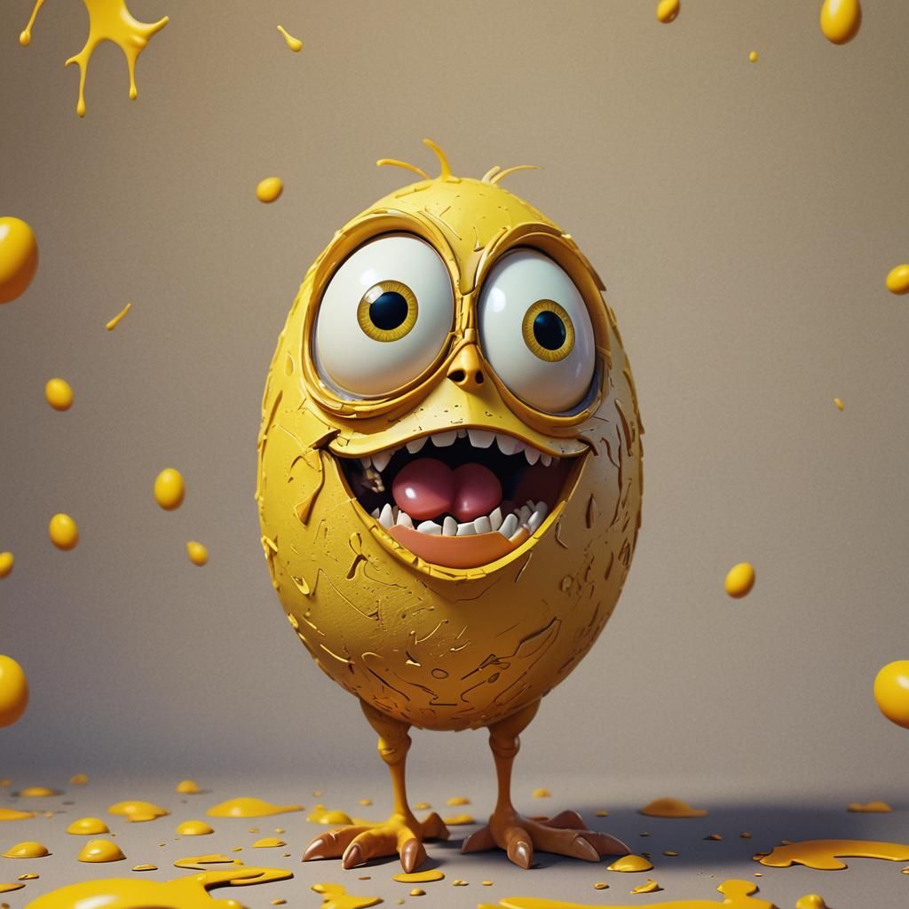 Furious Cartoon Egg Creature in Vibrant Concept Art