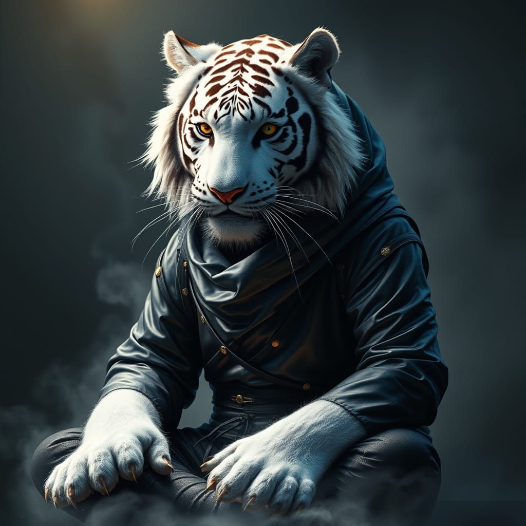 Surrealistic Tiger in Futuristic Ninja Attire