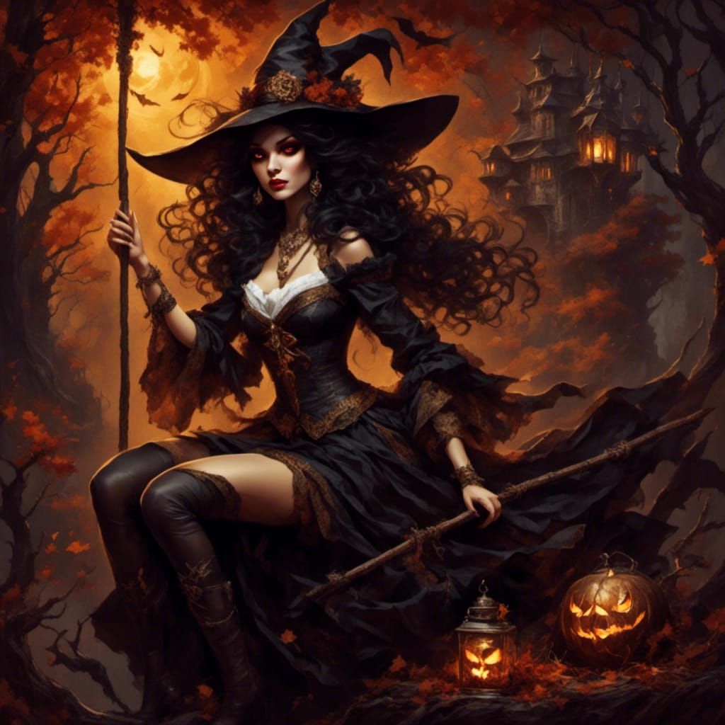 <lora:A1:1.0> <lora:Dark Witch Style:1.0> A mesmerizing and ...