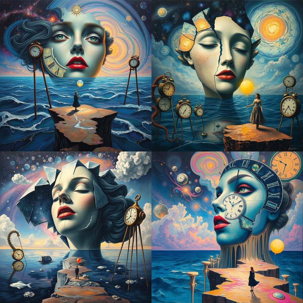 Surreal Ocean Goddess in Dalí-Inspired Dreamscape