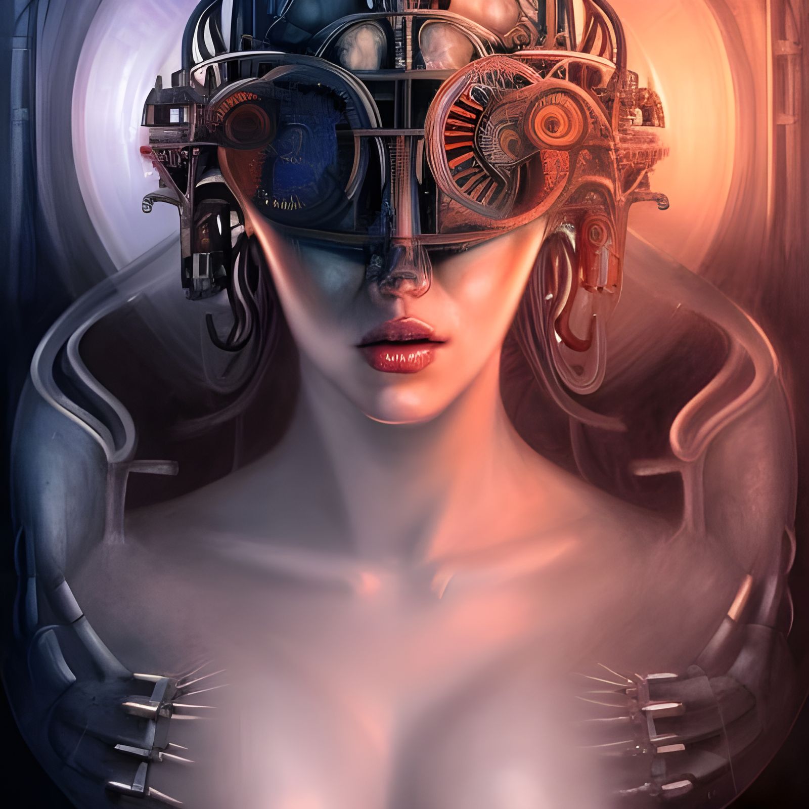 Oracle Goddess in Biomechanical Art Style
