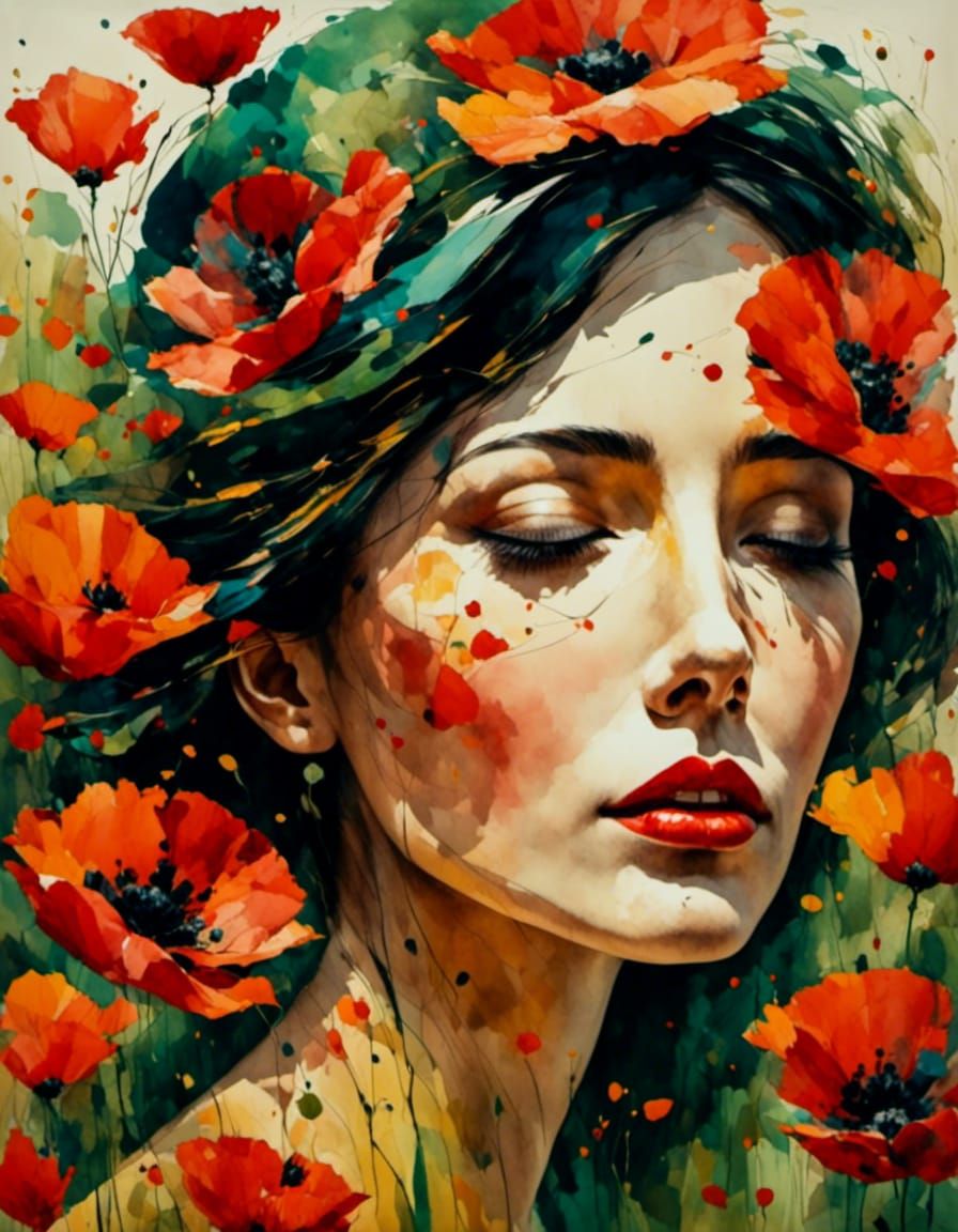 Poppies and <lora:Woodsplash:1.0> <lora:Mystical Realness:1....