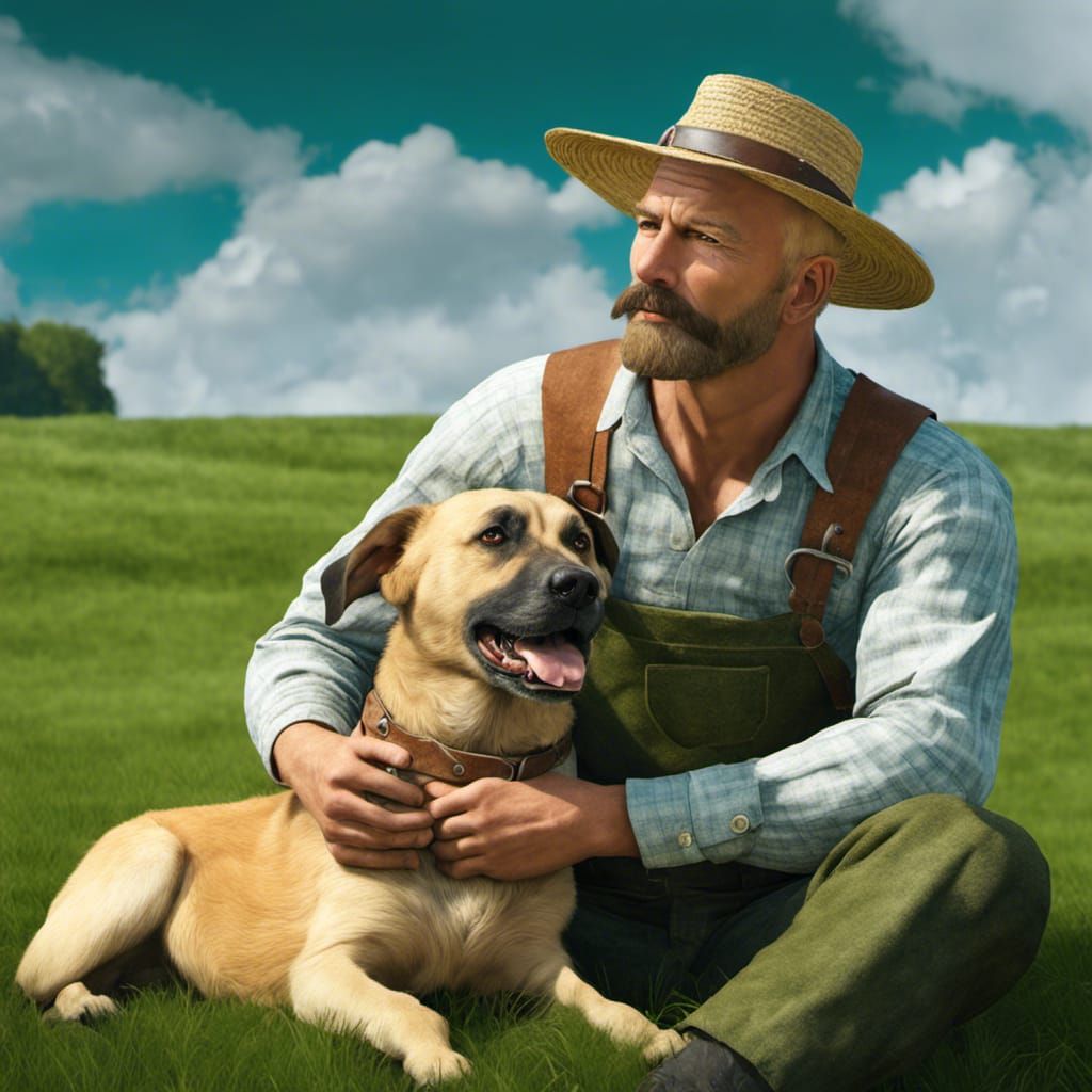 Farmer with his dog