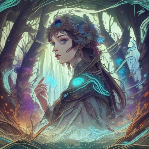 Ocean Blue Dragon Over Forest, Hyperdetailed Fantasy Art