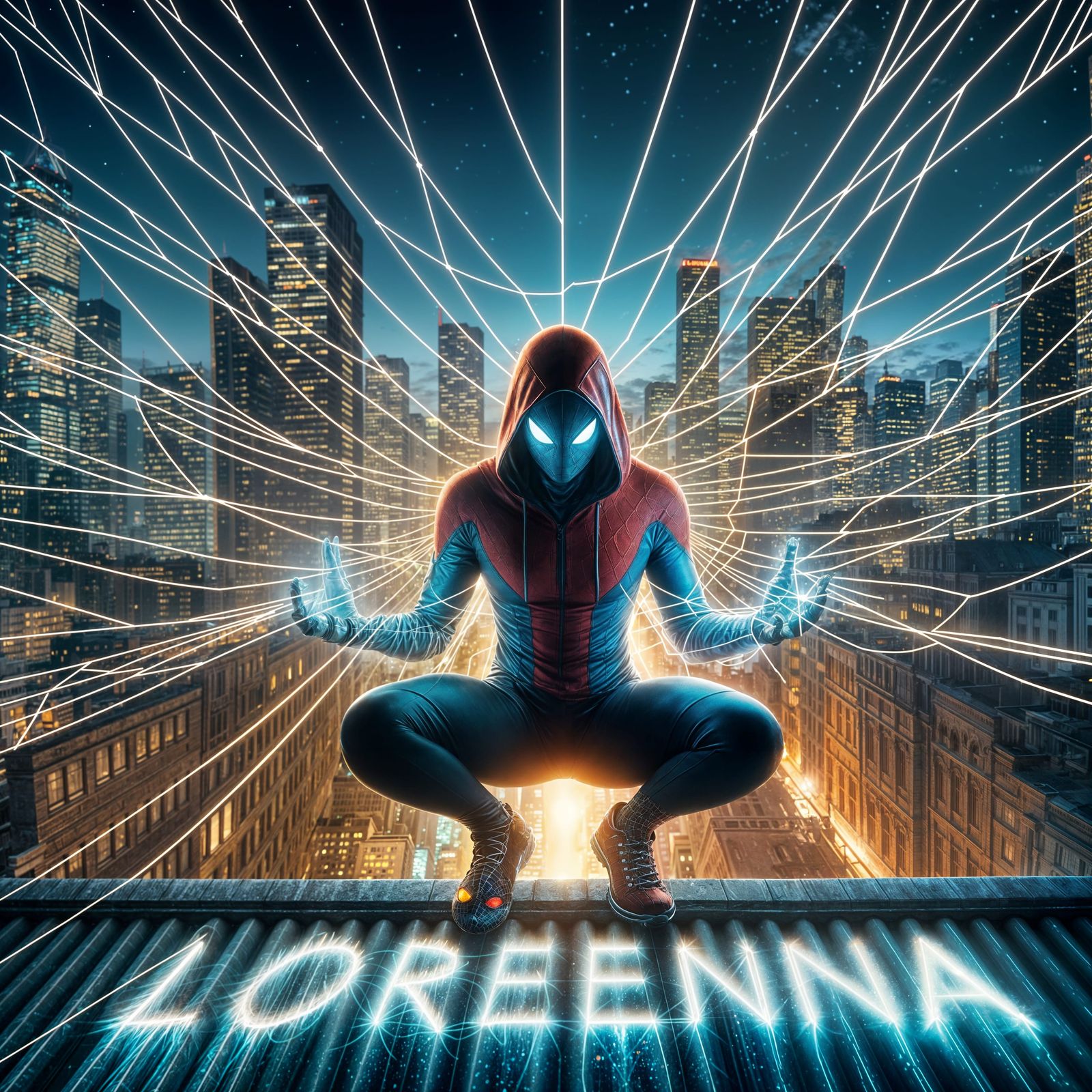 Spider-Man with Web Name in Cinematic Style