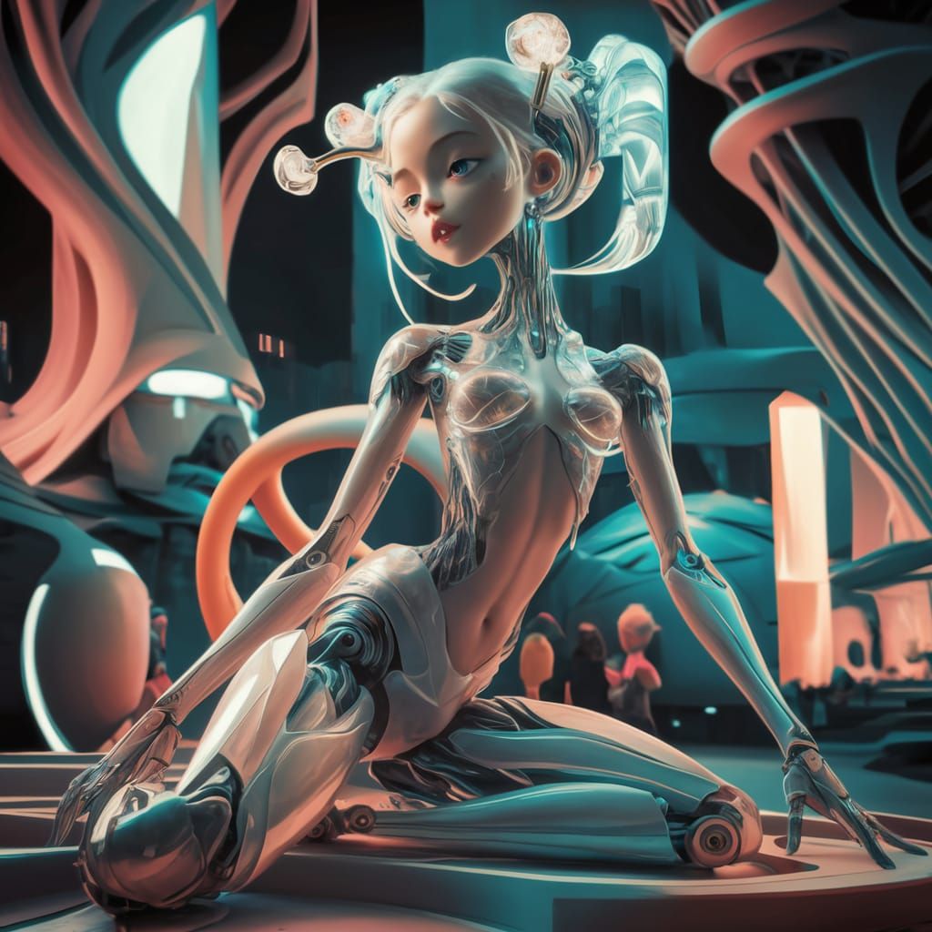 Ethereal Futuristic Girl with Mechanical Joints in 16K CG