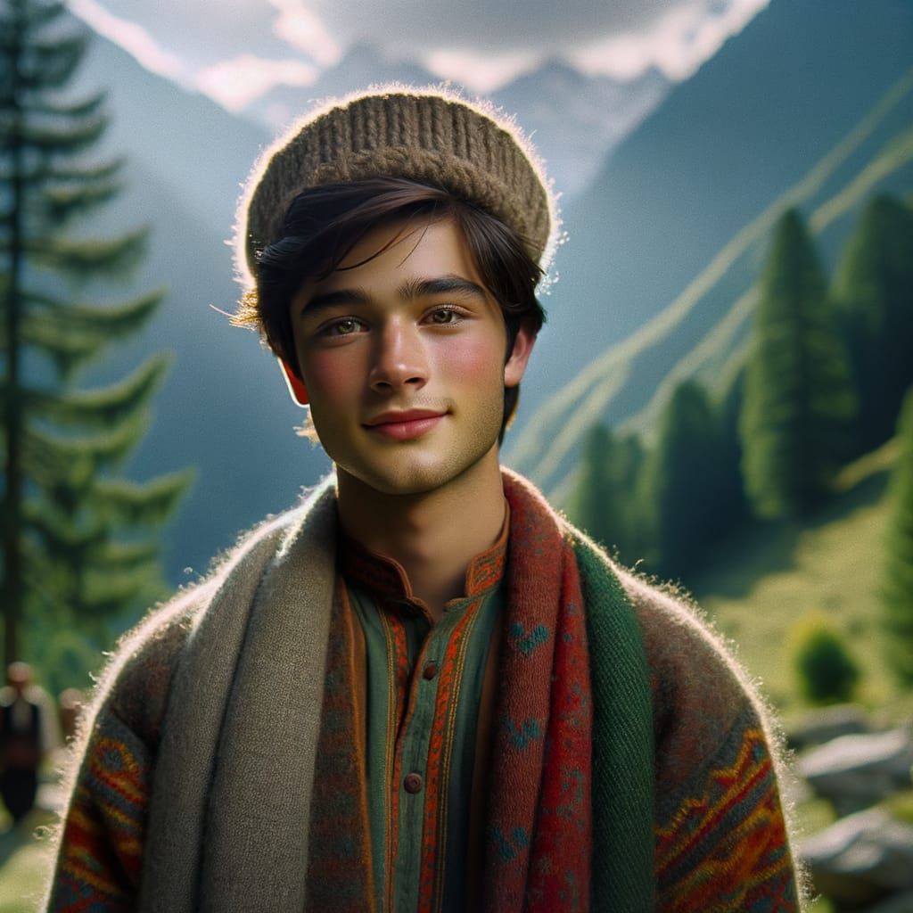 Handsome Pahadi Boy in Himalayas, Cinematic Film Still