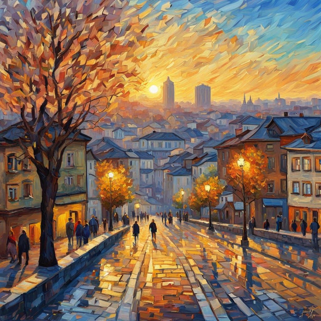 Sofia, Bulgaria Cityscape in Expressionist Style