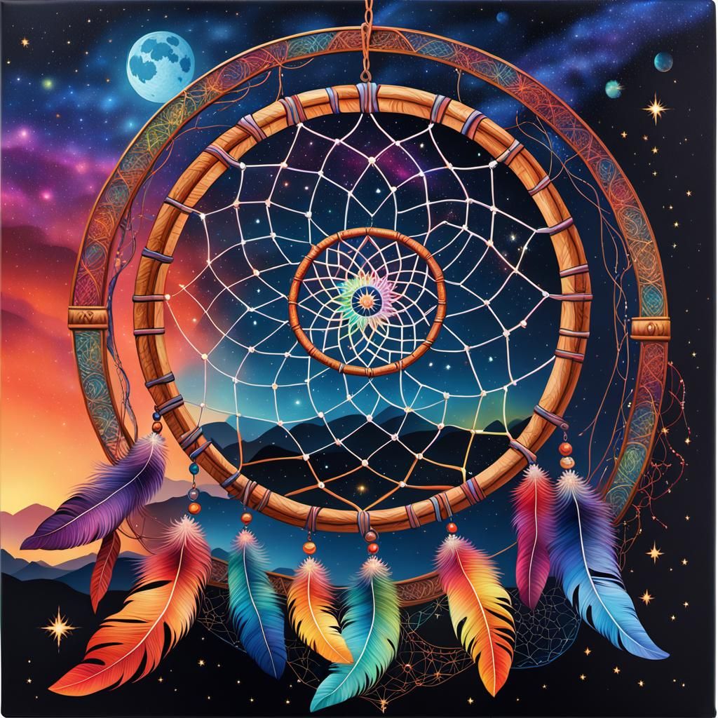 Cosmic Dreamcatcher: Surreal Acrylic Art