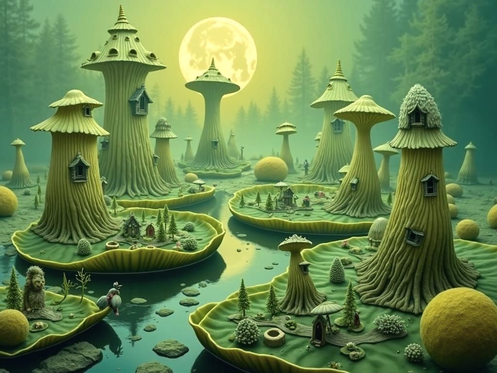 Gothic Mushroom Village in Blooming Black Rose