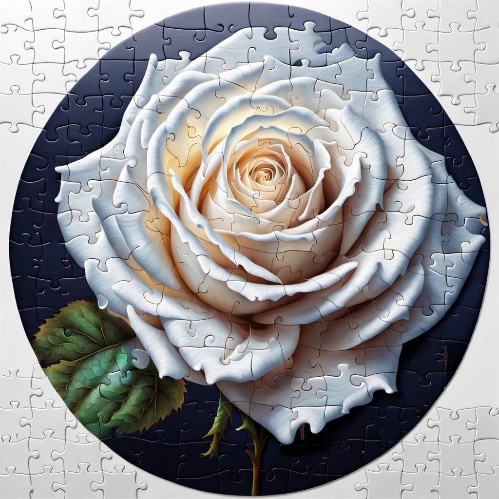 "Puzzle  of white rose