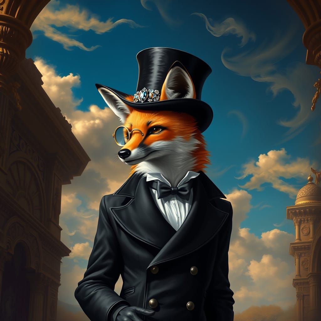 Sophisticated Fox in Baroque Attire