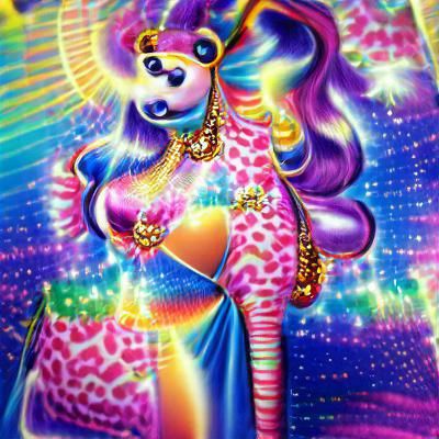 Lisa Frank Goddess Portrait in Neon Colors