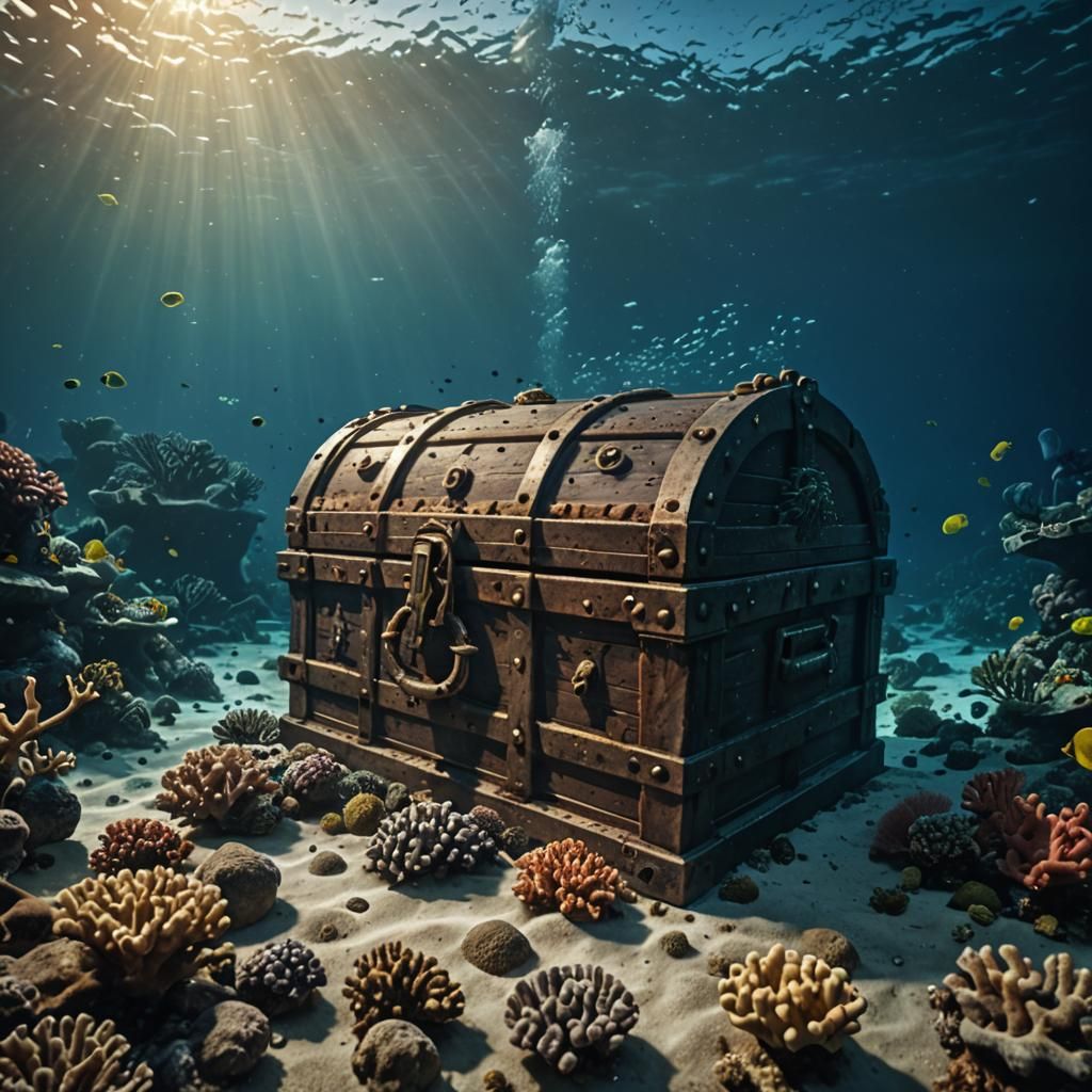 Underwater Shipwreck Treasure Chest in Twilight