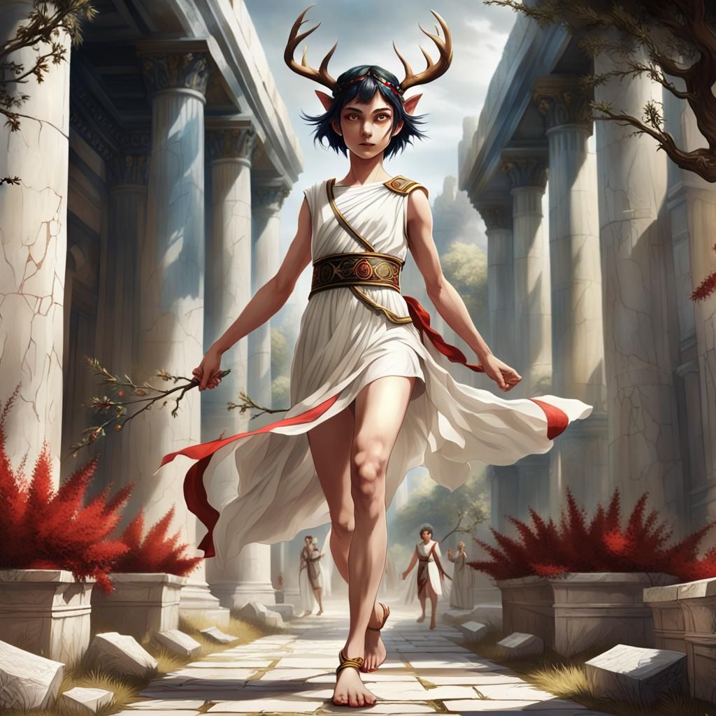 Elf in Greek Olympics Foot Race, Detailed Matte Painting