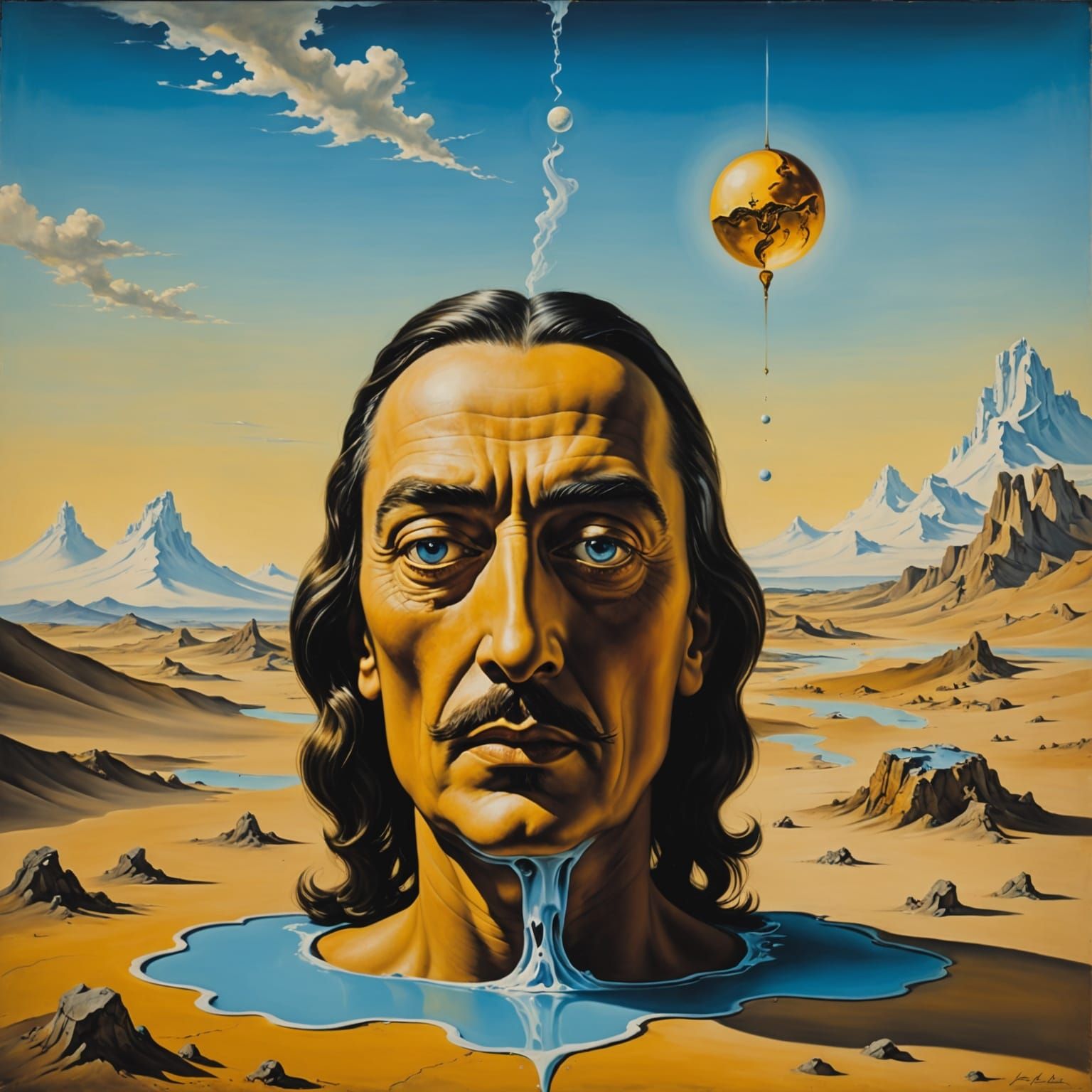 Surreal Melting Landscape in Matte Oil Painting Style