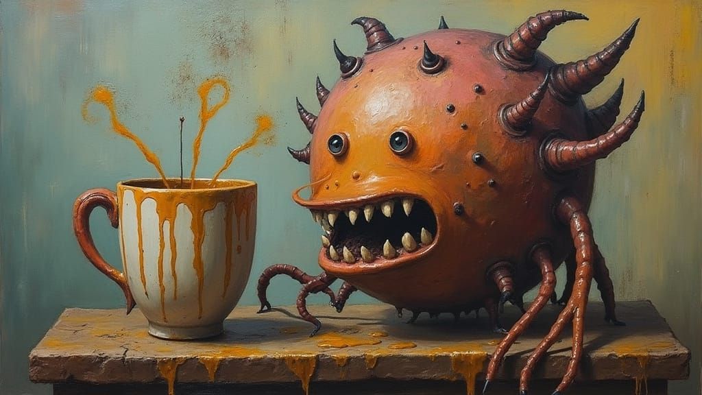 Surreal Monster Mug Art Inspired by Salvador Dali