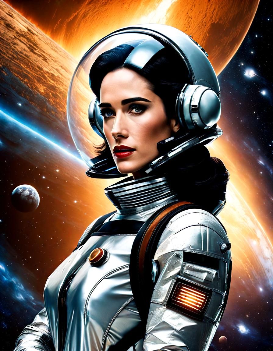 Retro Sci-Fi Pin-Up Girl in Space