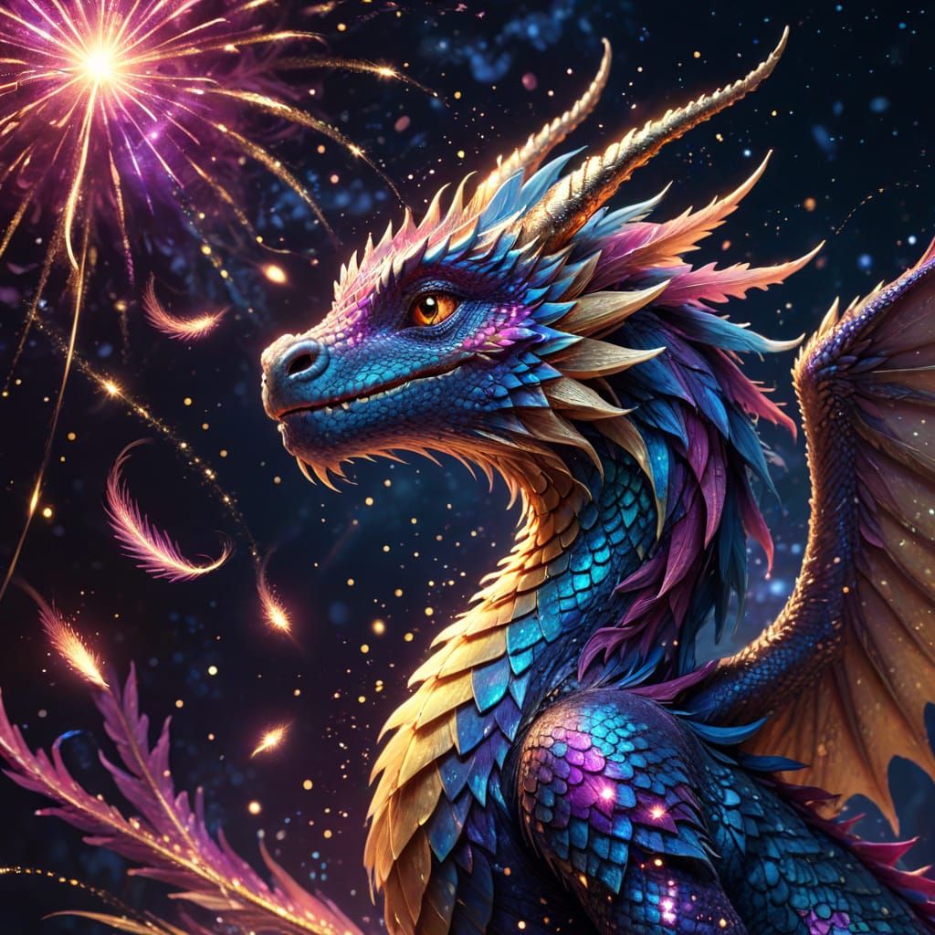 Ethereal Dragon in Whimsical, Dreamy Landscape