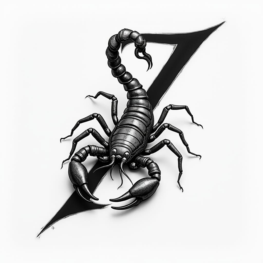 Elegant Scorpion Tattoo Design with Charcoal Textures