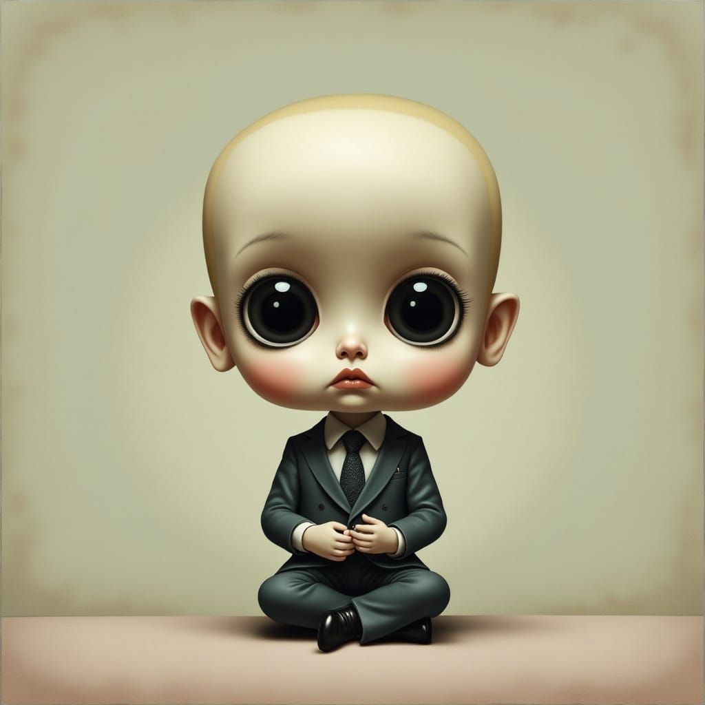 Sad-Eyed Figure in Pop Surrealism Style