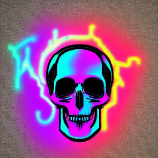 Numeral Skull in Synthwave Neon Style