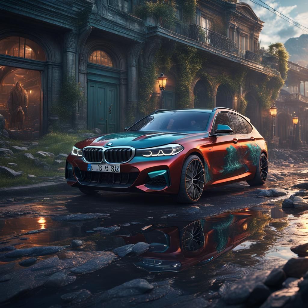 Spar Car and BMW in Detailed Matte Painting