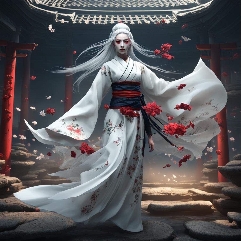 Ethereal Geisha in Dark Fantasy Style