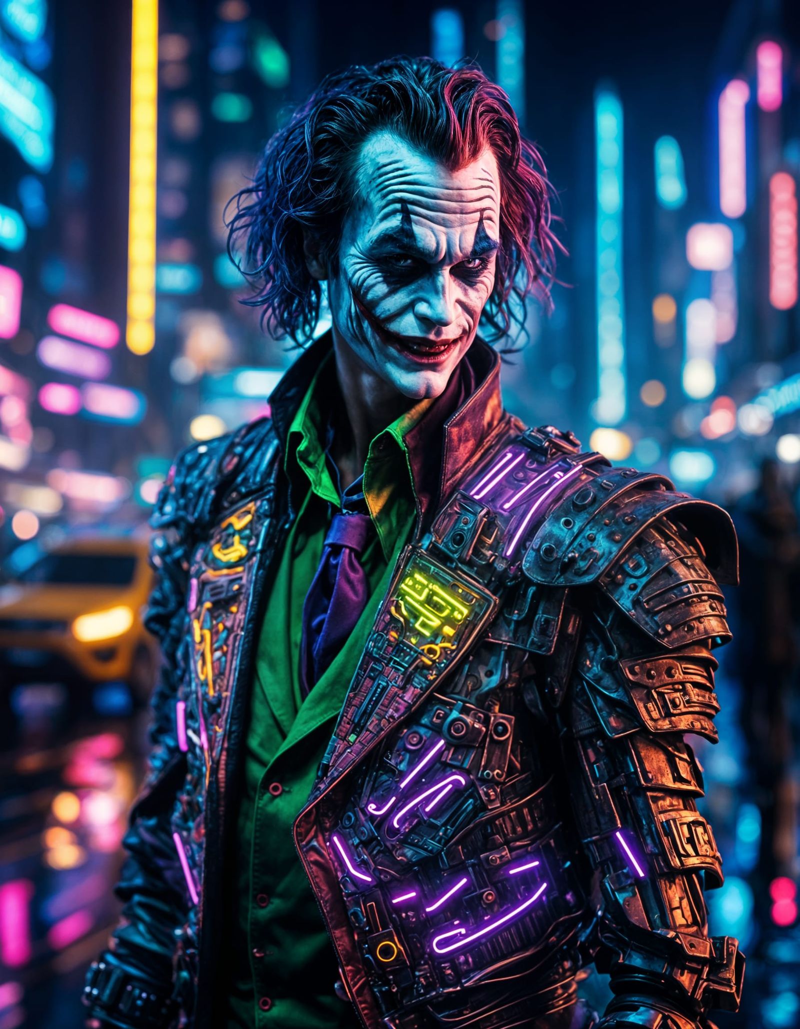 Cyberpunk Joker in Neon Armor