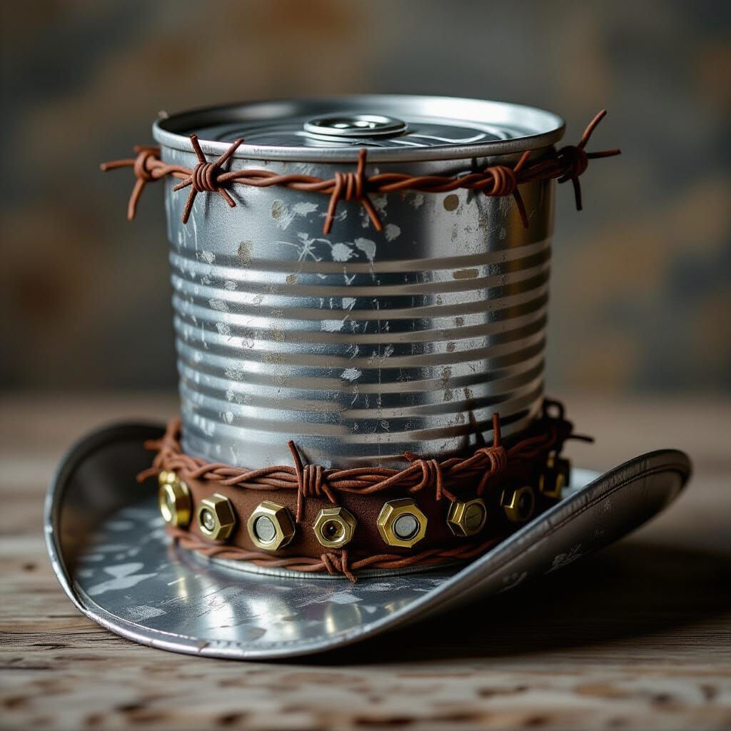 Industrial Top Hat of Aluminum and Barbed Wire