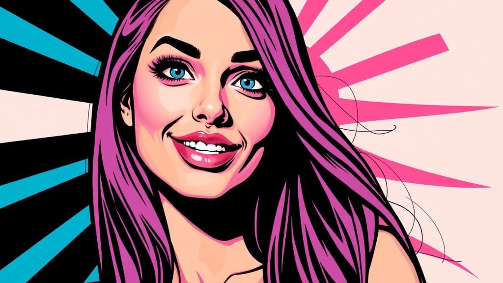 Pop Art Portrait of a Woman with Vivid Colors