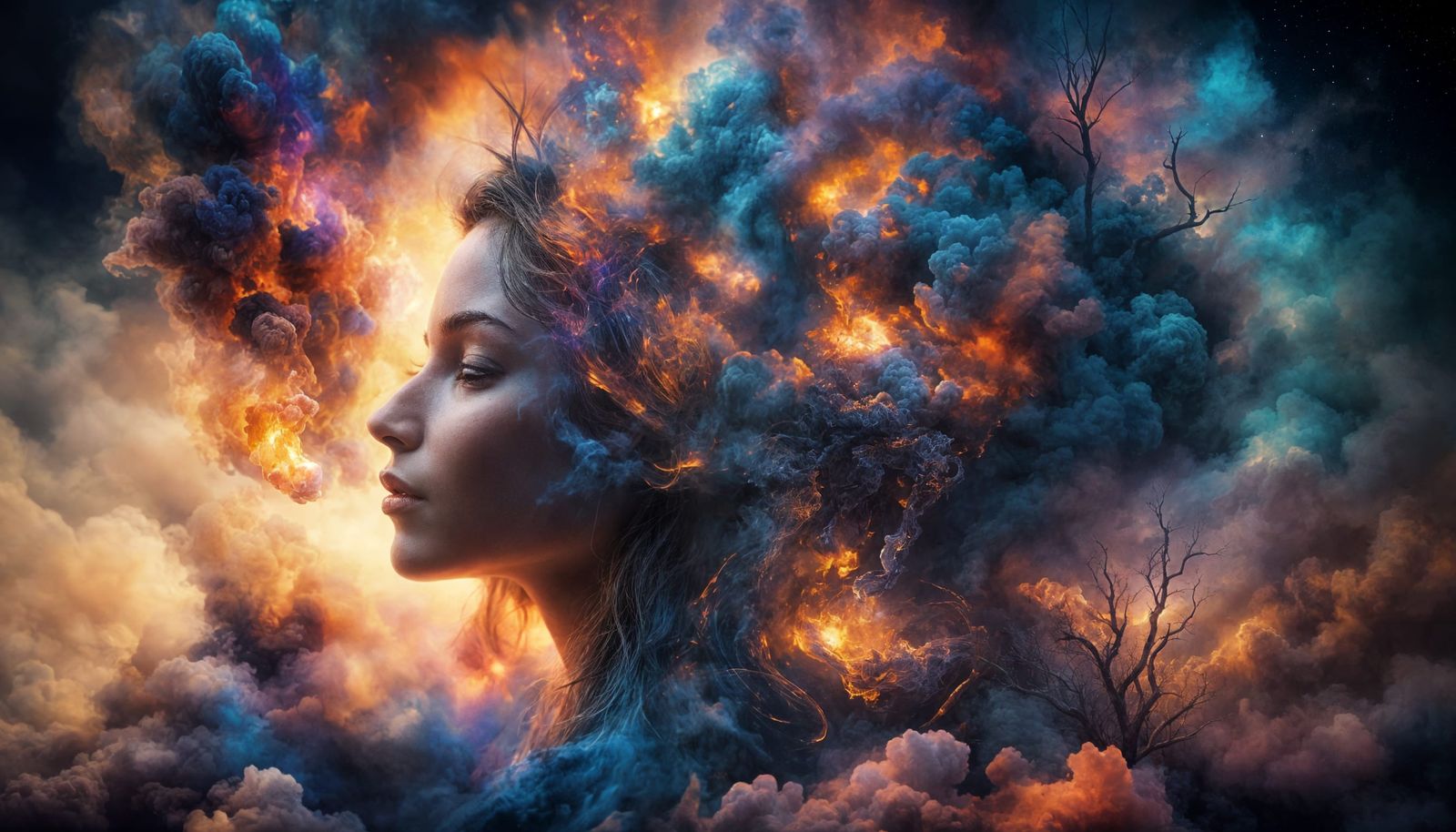 Hyperrealistic Watercolor Smoke with Glowing Ink