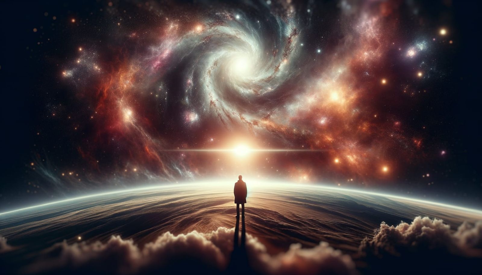 Cosmic Vignette: Solitary Figure at the Universe's Edge