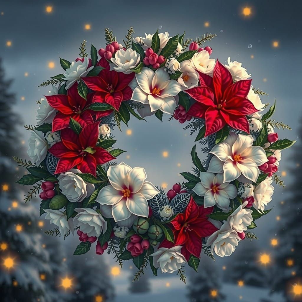 Baroque Christmas Wreath in Winter Wonderland Style