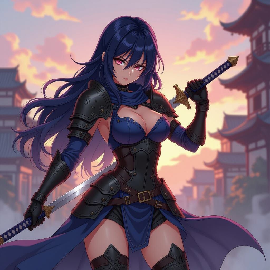 Anime Death Warrior in Cel-Shaded Style