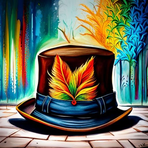 Whimsical Top Hat Graffiti Art with Furry Legs