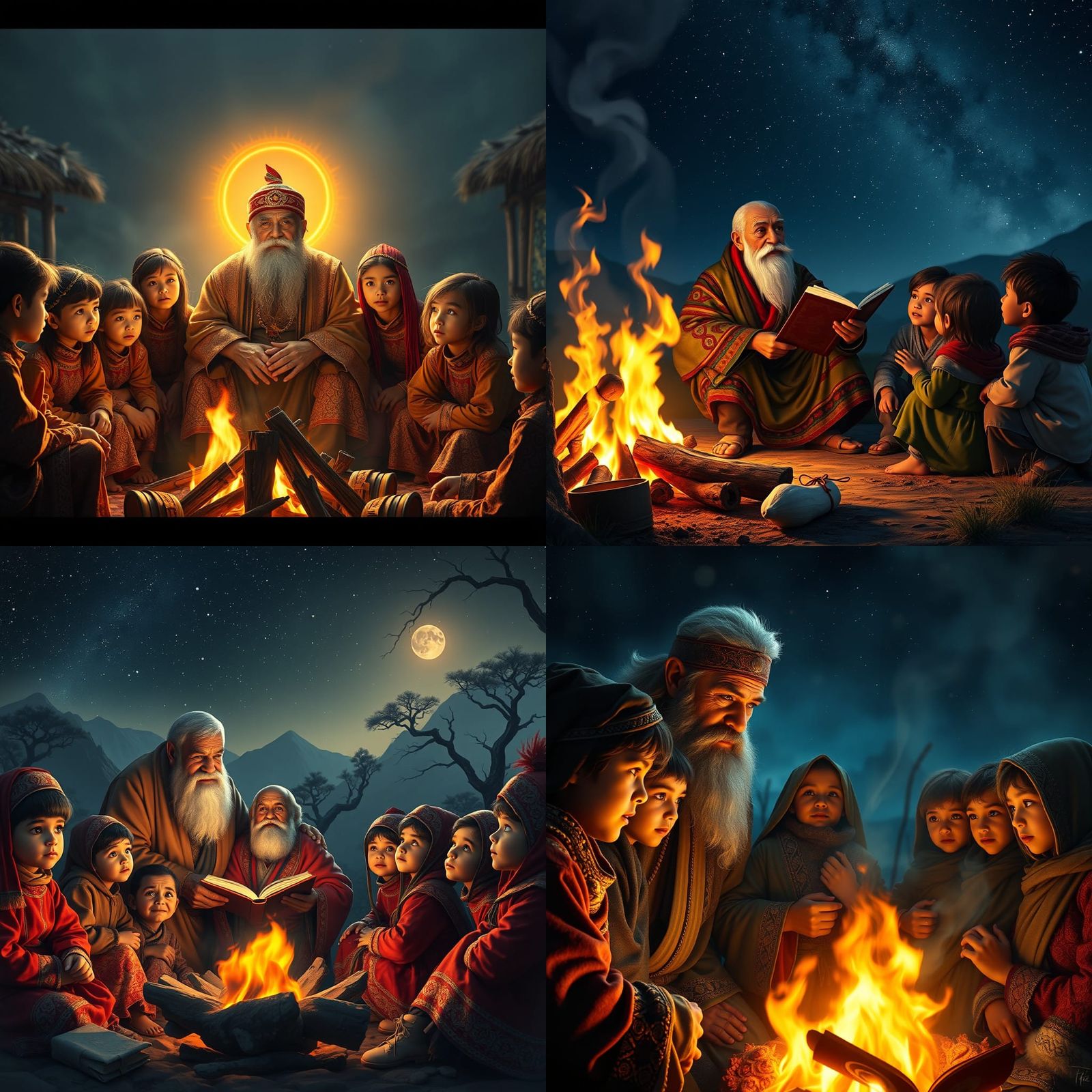 Dede Korkut Telling Tales to Children, Fantasy Art