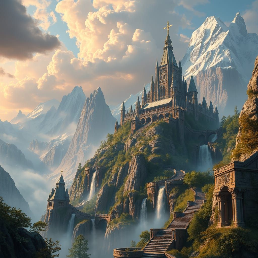 Ancient Castle in a Fantastical Realm